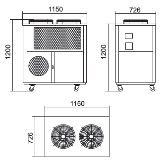 Габариты промышленного мобильного кондиционера Calypso SAC-1400 Габариты промышленного мобильного кондиционера Calypso SAC-1400